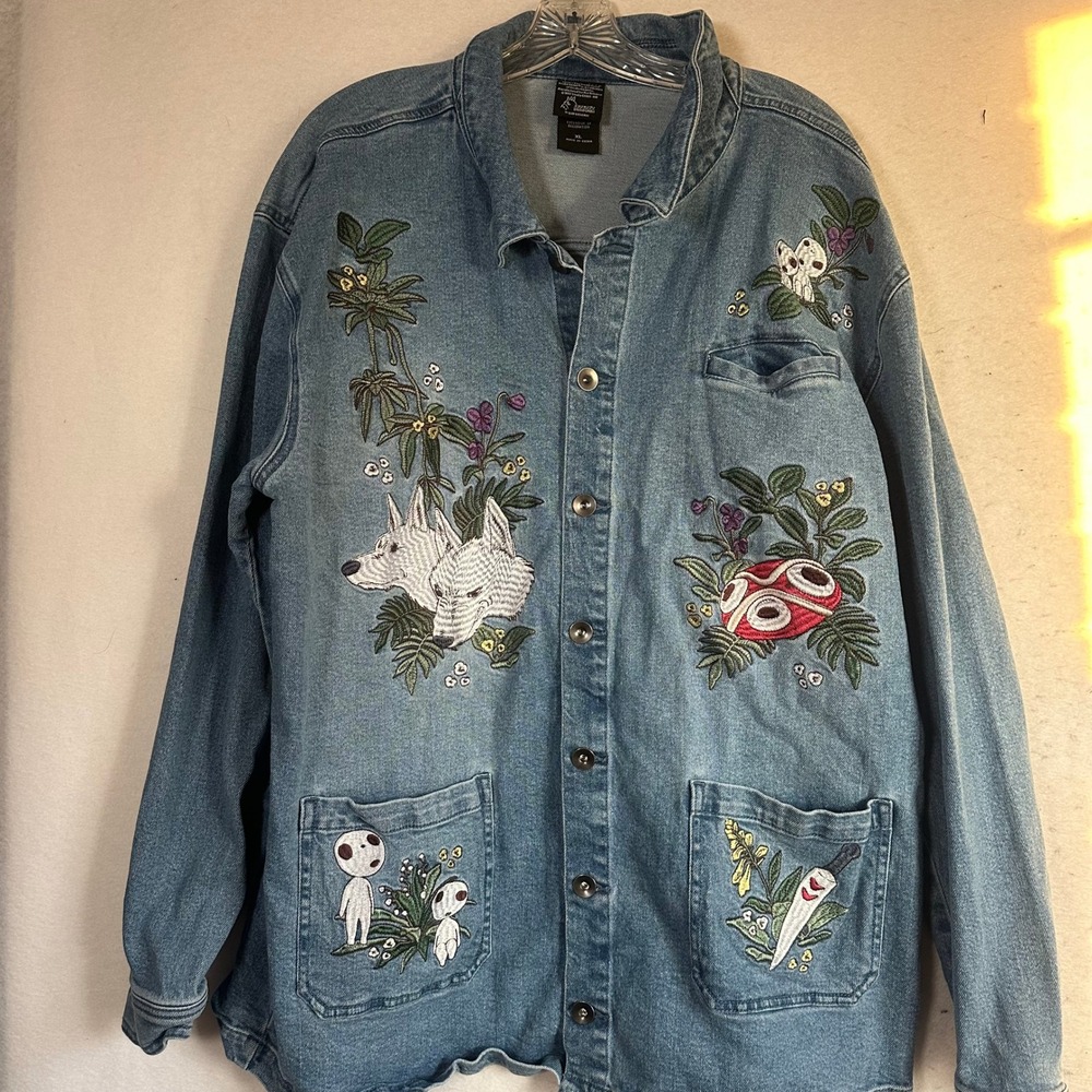 Our Universe Princess Mononoke Studio Ghibli Embroidered Denim Jacket XL Blue